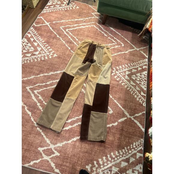 PACSUN Womens Brown Corduroy Patchwork Elastic Waist Straightleg Jeans  Small - Picture 6 of 9